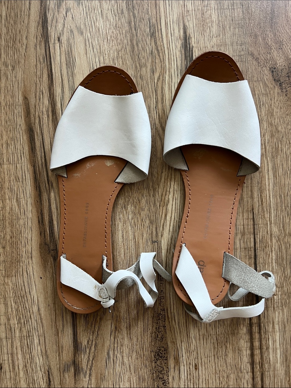 GAP Women's White Leather Slide Sandals with Ankle Tie Size 41 or 10 (US)